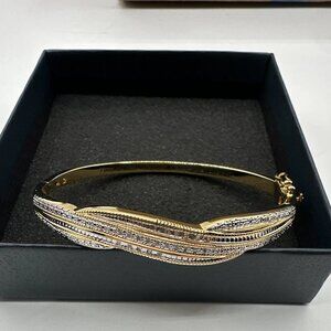 Danbury Mint Forever Diamond Bangle Bracelet 14k Gold Plated